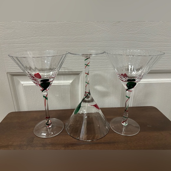 Pier 1 3 Martini Holiday Glasses - Picture 8 of 10